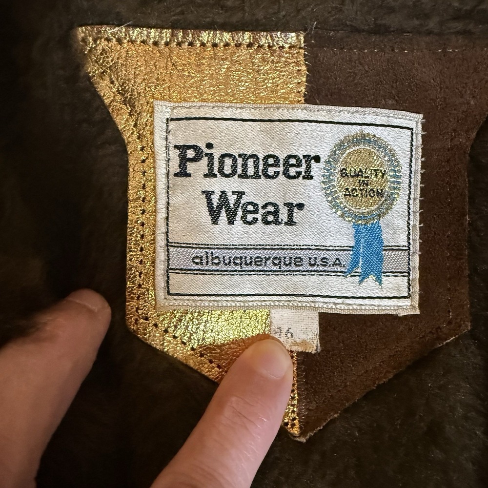Vintage Pioneer Wear Men's Suede Leather Western Jacket Coat Lined 46 Retro - Picture 4 of 16